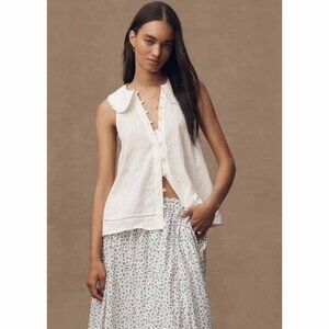 Pilcro for Anthrolpologie Keira Peter Pan Collar Swing Blouse NWT